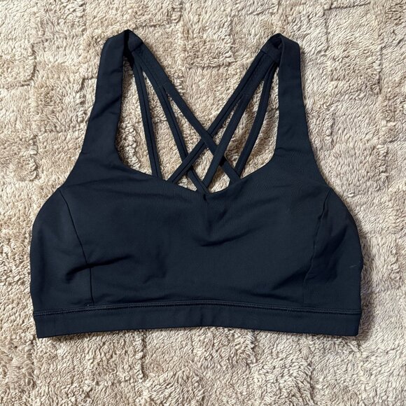 EXCELLENT Lululemon Free To Be Serene Black Sports Bra 6 C/D Cup Strappy Back - Picture 7 of 9